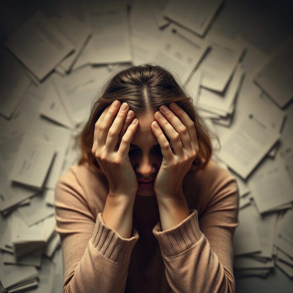 Mujer agotada por la sobrecarga mental